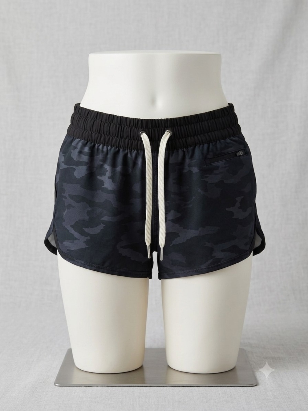 Vuori Black Camo Athletic Shorts with Drawstring